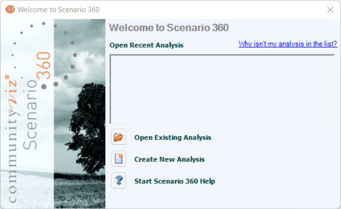 Scenario 360 Welcome Screen